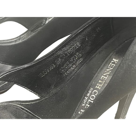 Kenneth Cole Women's Black Satin Open Toe Dressy Formal Pumps SIZE 7 - Picture 5 of 6